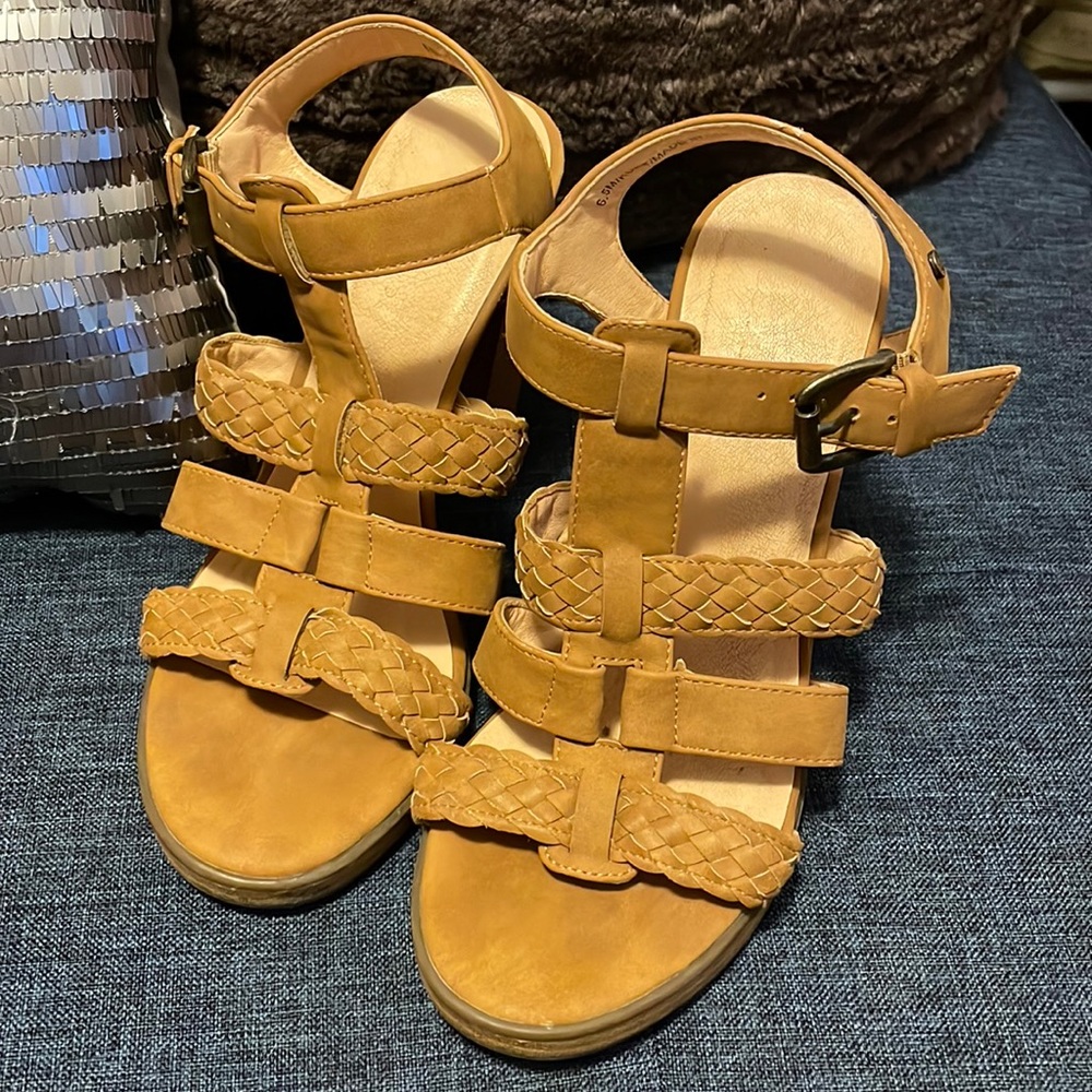 Tan high heels